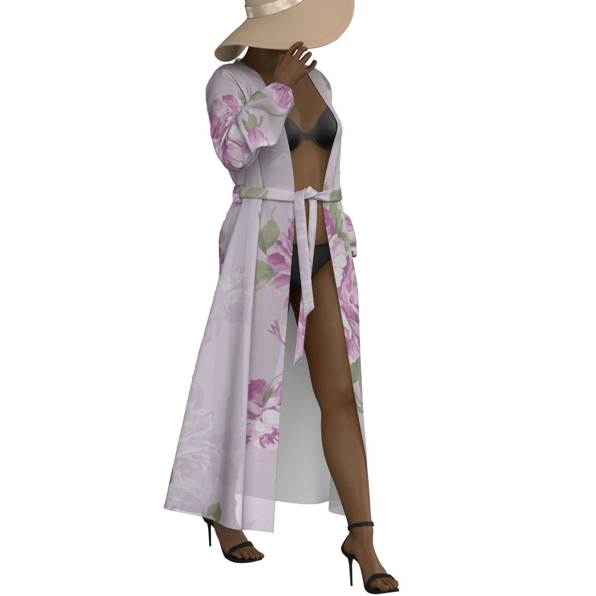 All-Over Print Women's Lace-up Chiffon Robe