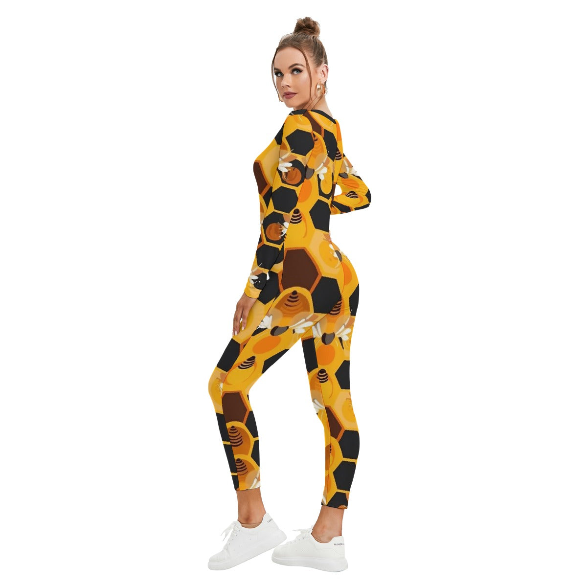 All-Over Print Women's Plunging Neck Jumpsuit