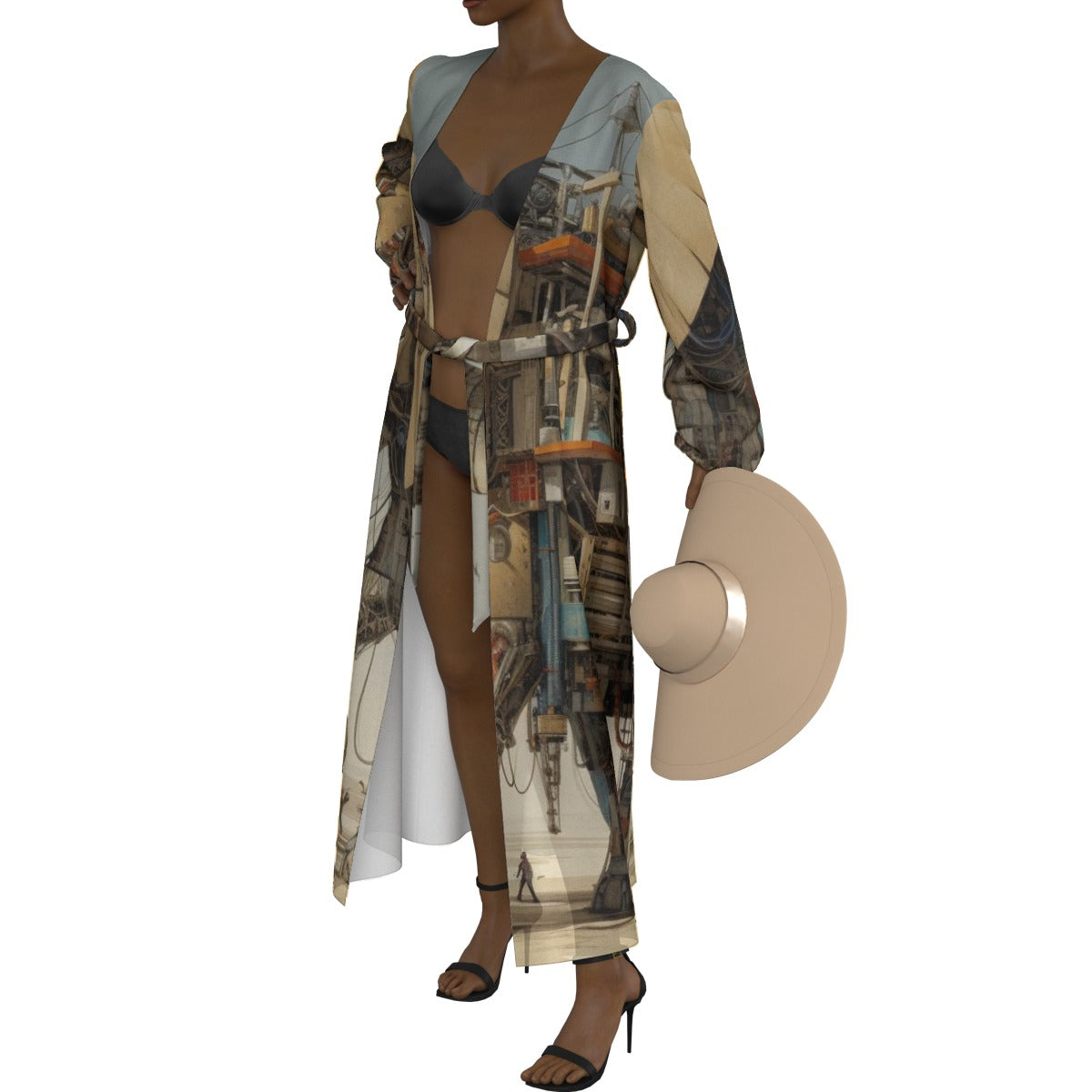 All-Over Print Women's Lace-up Chiffon Robe