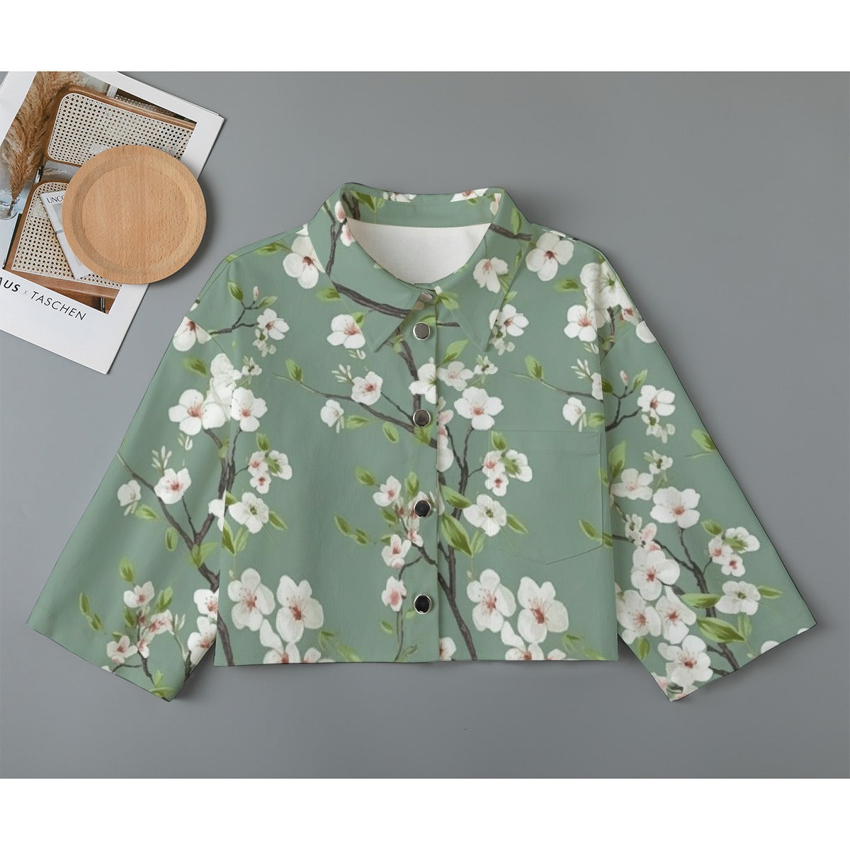 All-Over Print Women's Cropped Jacket | 245GSM Cotton