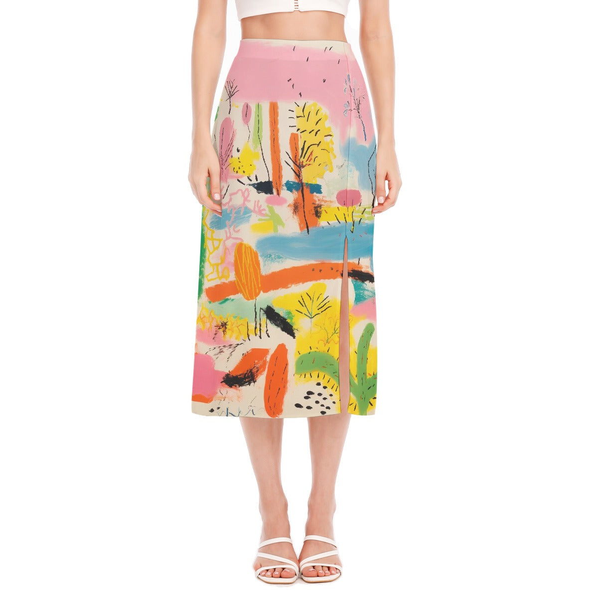 All-Over Print Women's High Slit Long Skirt