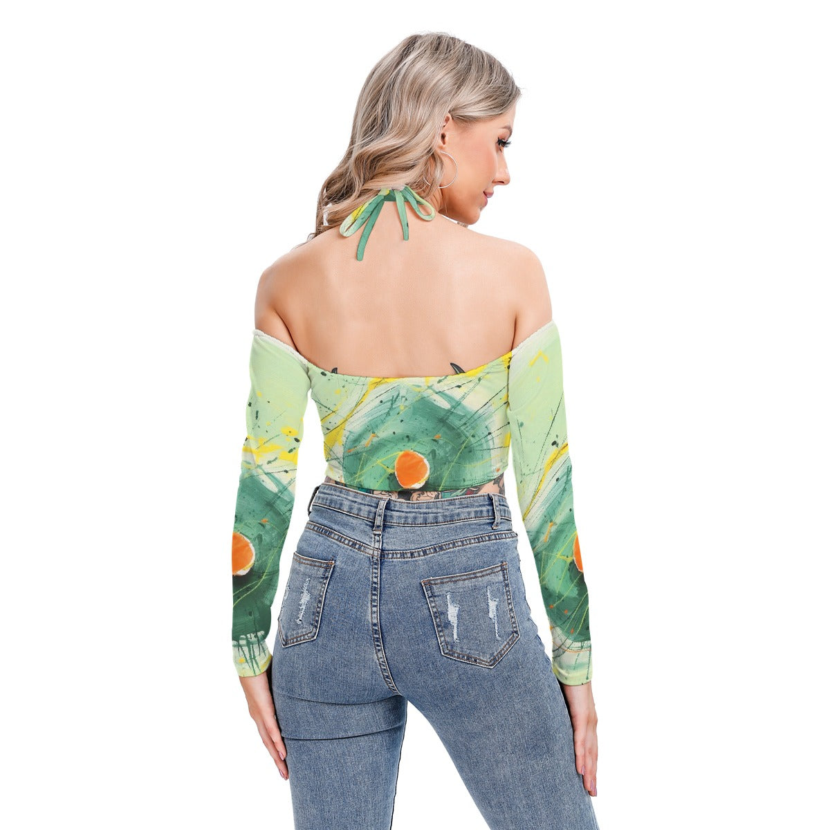 All-Over Print Women's Halter Lace-up Top