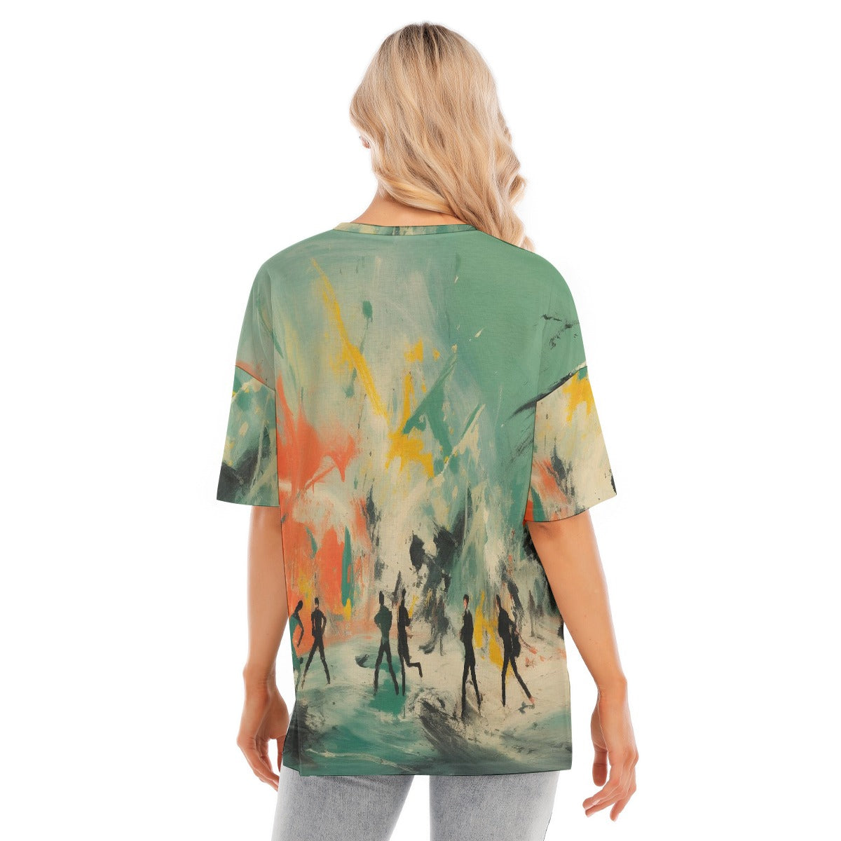 All-Over Print Women's Short Sleeves T-shirt With Hem Split