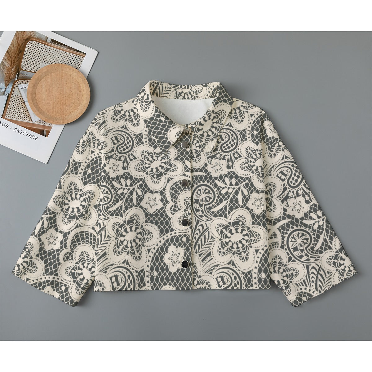 All-Over Print Women's Cropped Jacket | 245GSM Cotton
