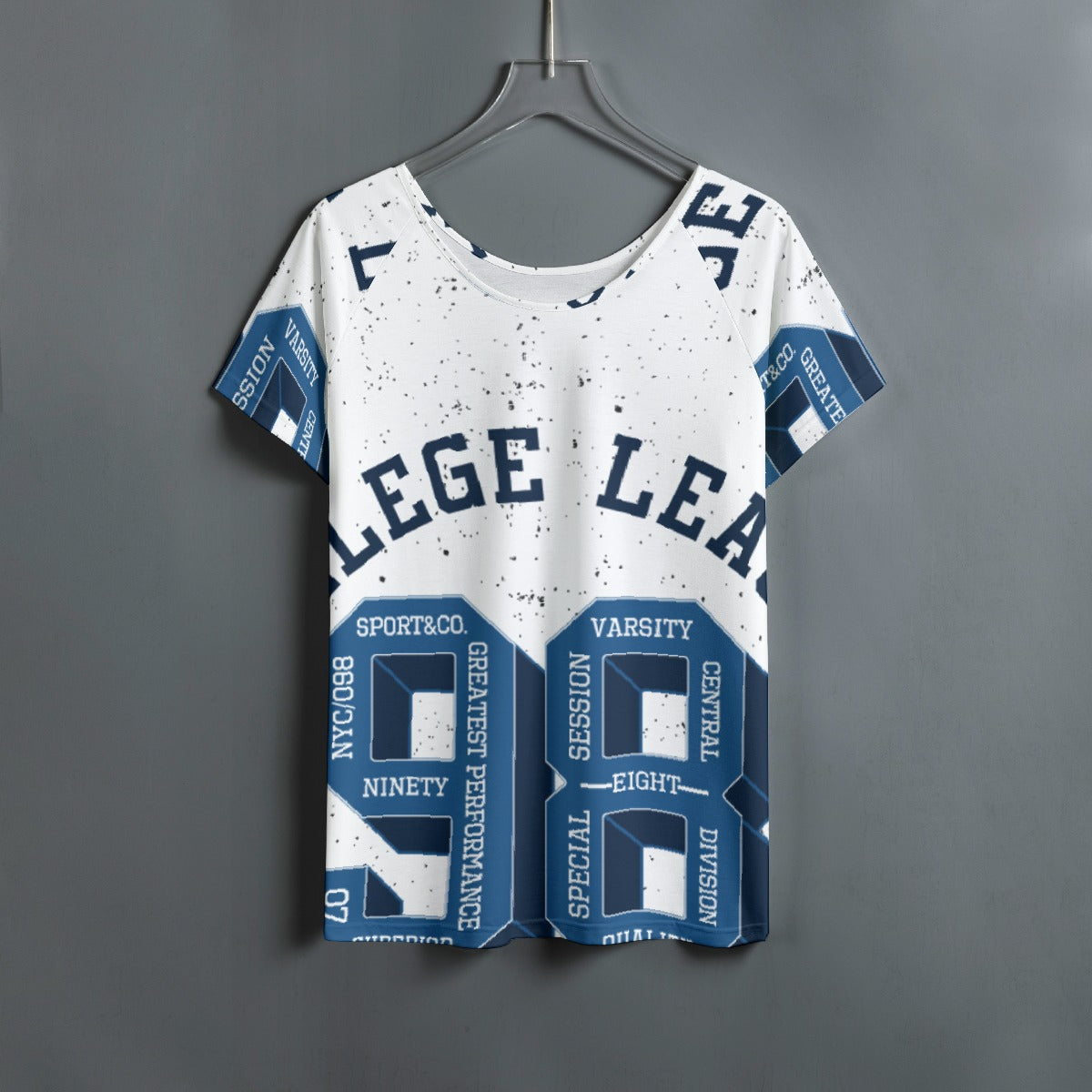All-Over Print Women's Round Neck T-shirt With Raglan Sleeve