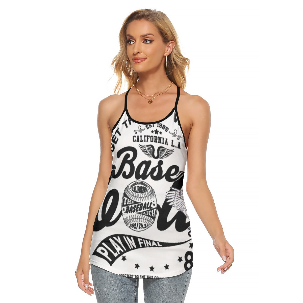 All-Over Print Women's Criss-Cross Open Back Tank Top
