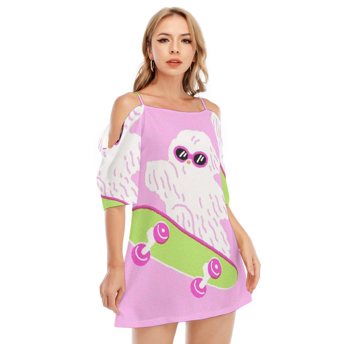 All-Over Print Women's Off-shoulder Cami Dress