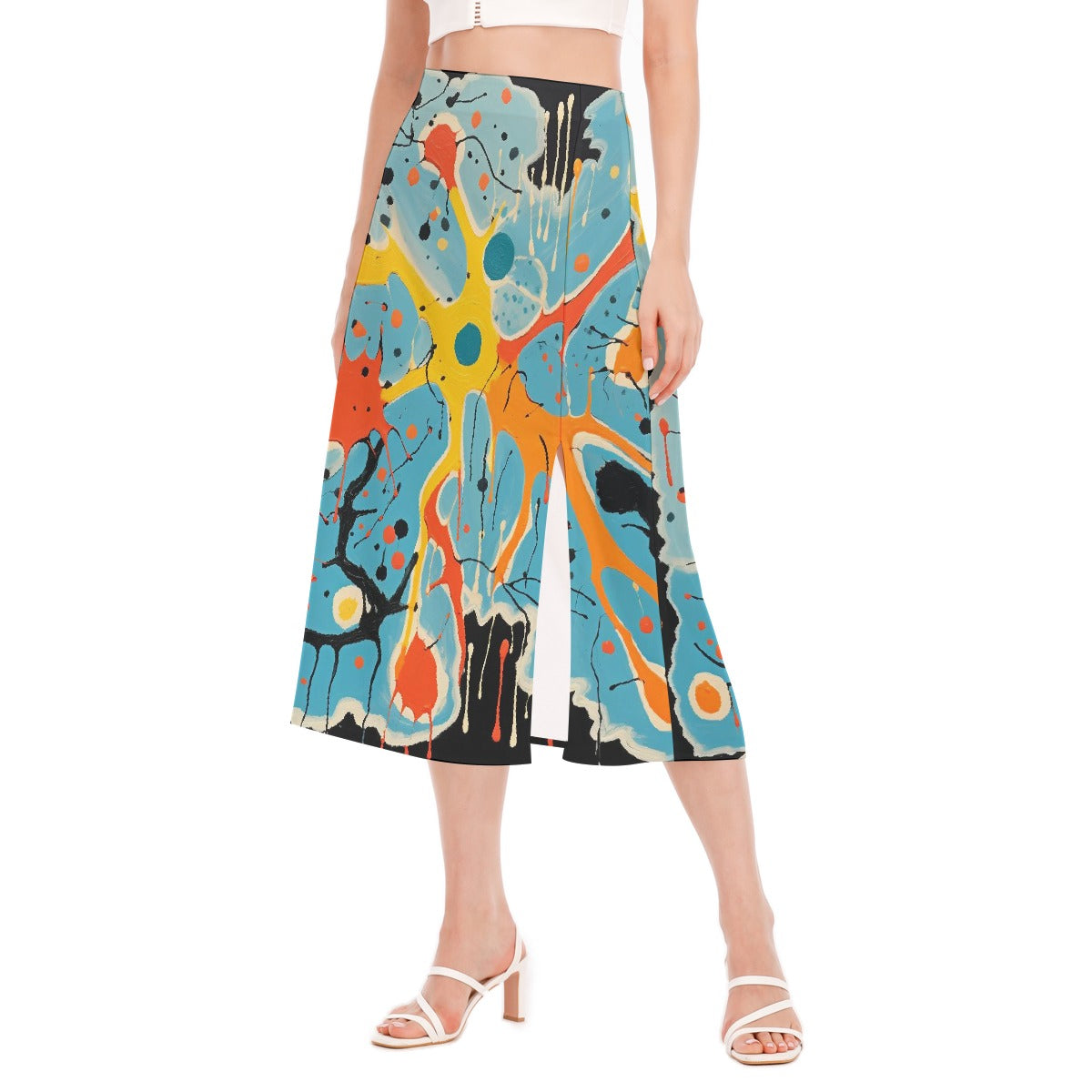 All-Over Print Women's High Slit Long Skirt