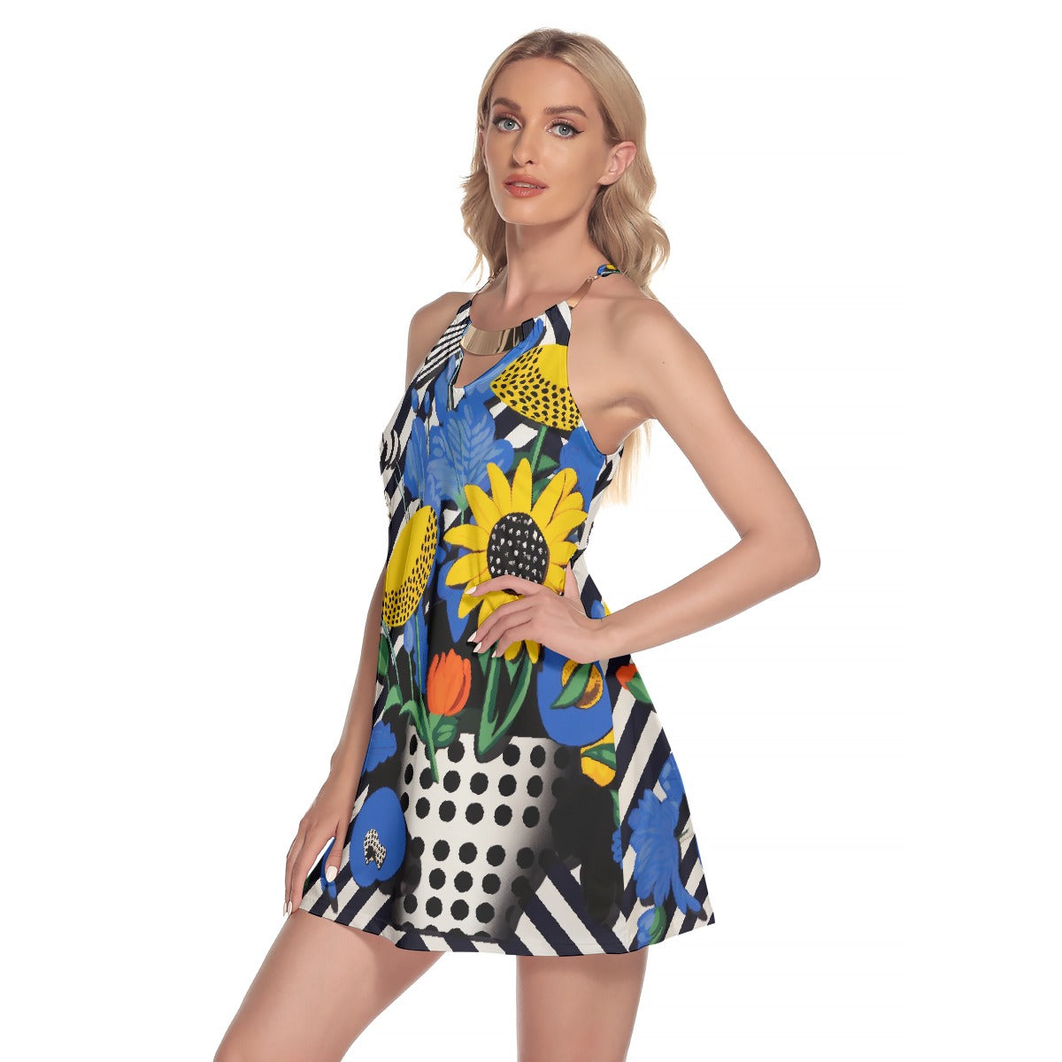 All-Over Print Women's Round Neck Above Knee Dress