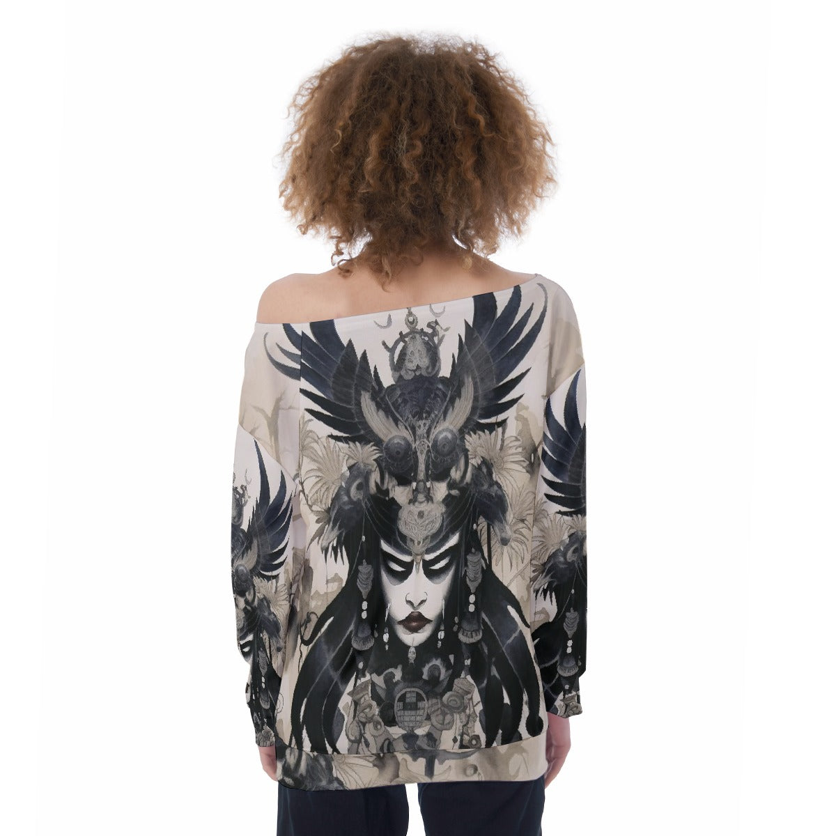 All-Over Print Oversized Women's Off-Shoulder Sweatshirt