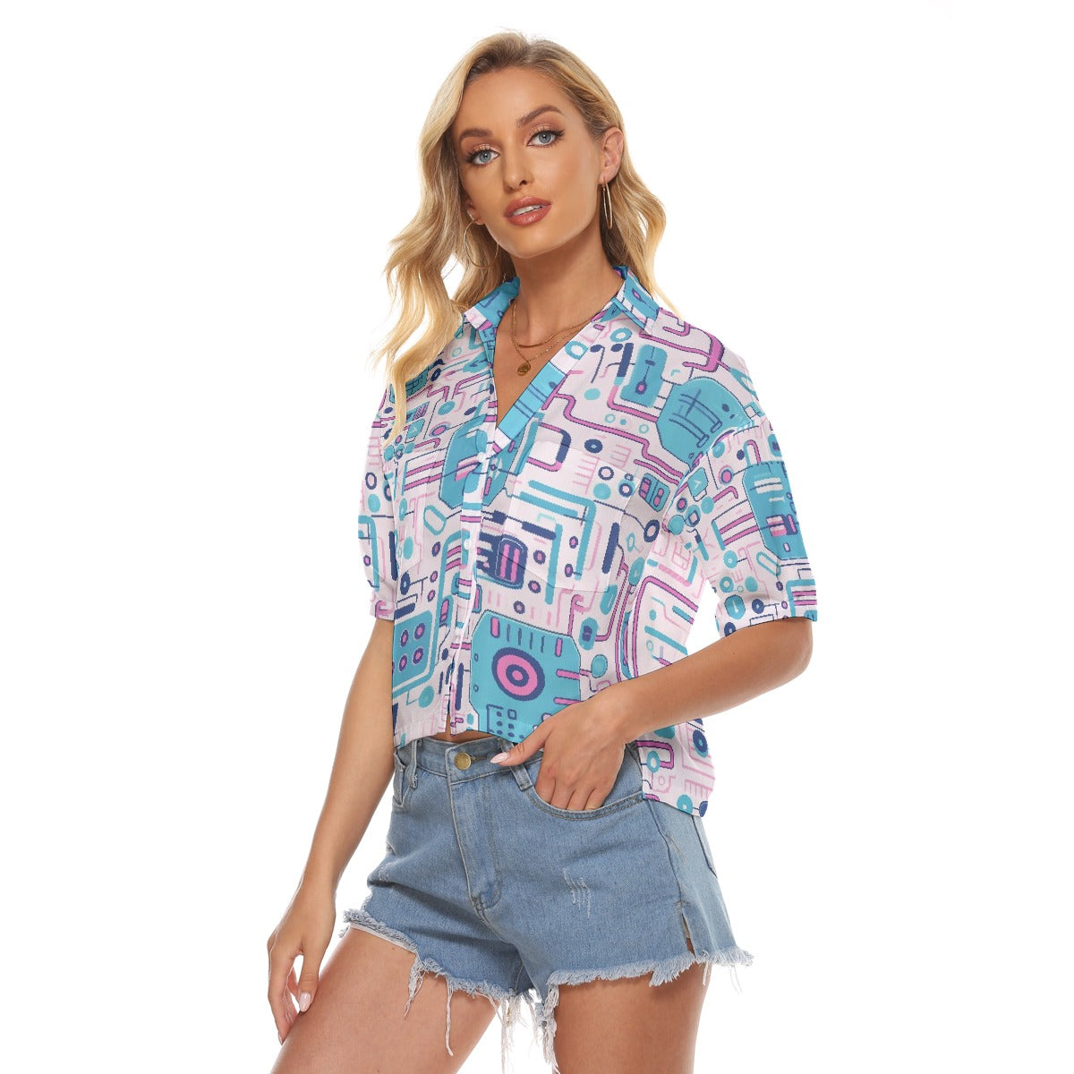All-Over Print Women's V-neck Shirts