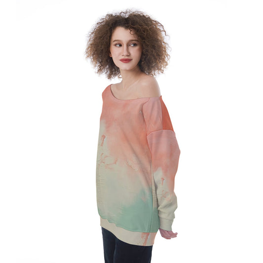 All-Over Print Oversized Women's Off-Shoulder Sweatshirt