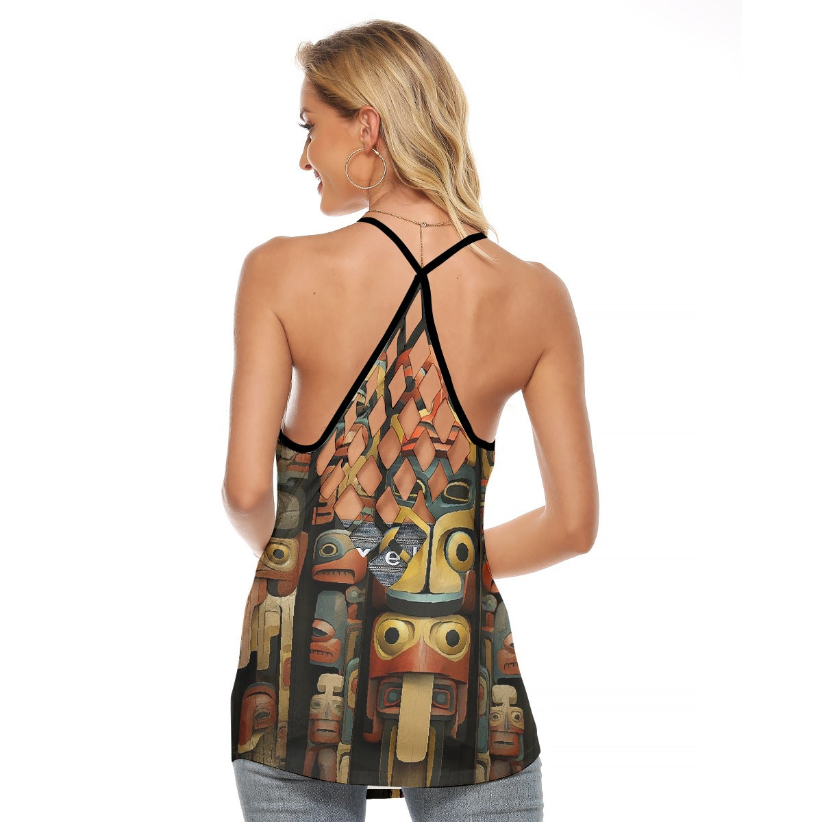 All-Over Print Women's Criss-Cross Open Back Tank Top