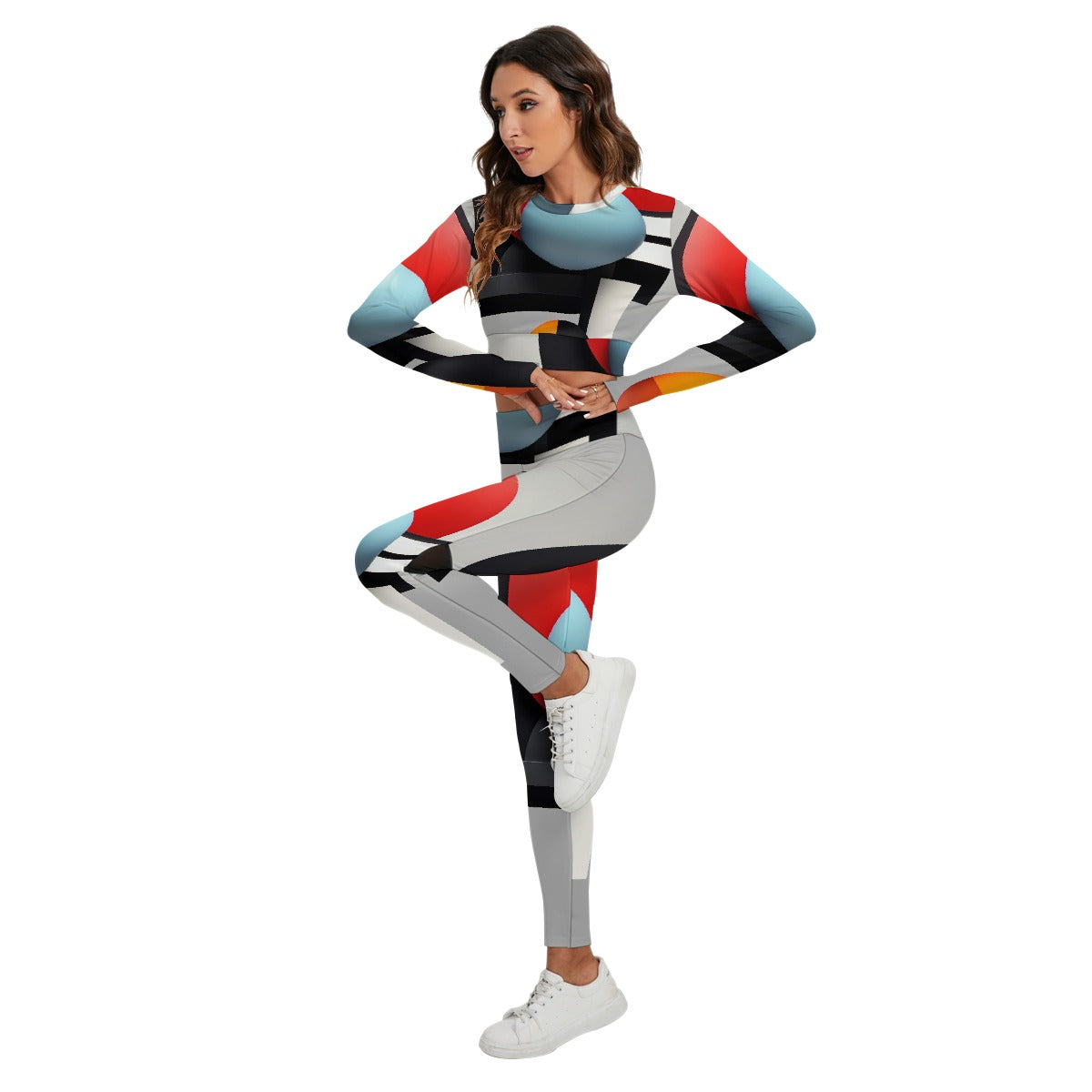 All-Over Print Women's Sport Set With Backless Top And Leggings