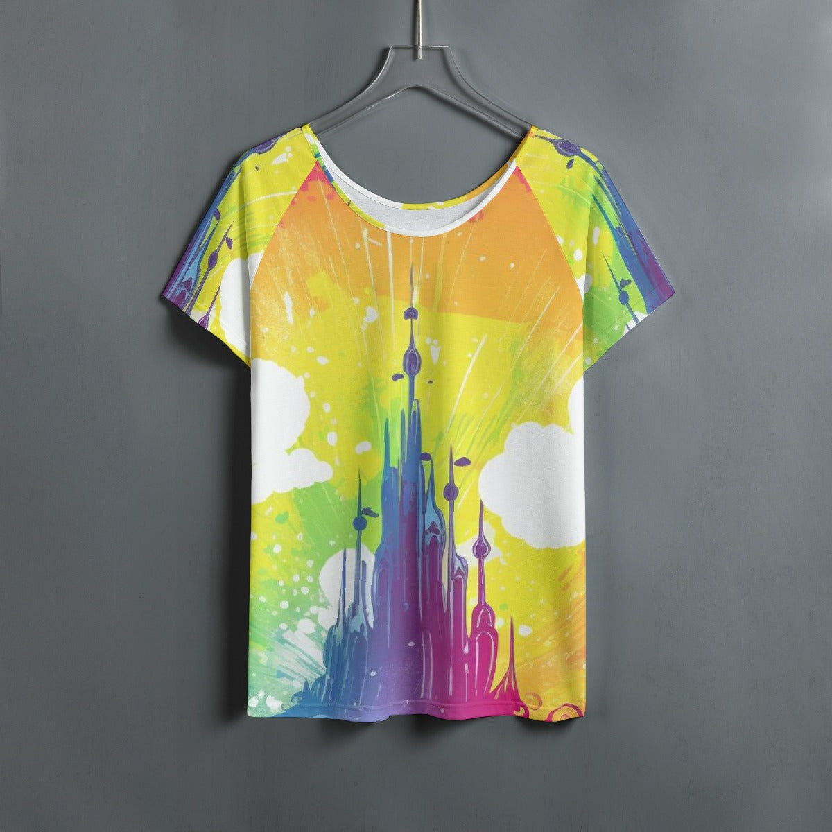 All-Over Print Women's Round Neck T-shirt With Raglan Sleeve