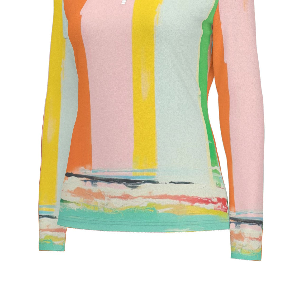 All-Over Print Women's Sports Collar Jersey With Long Sleeve