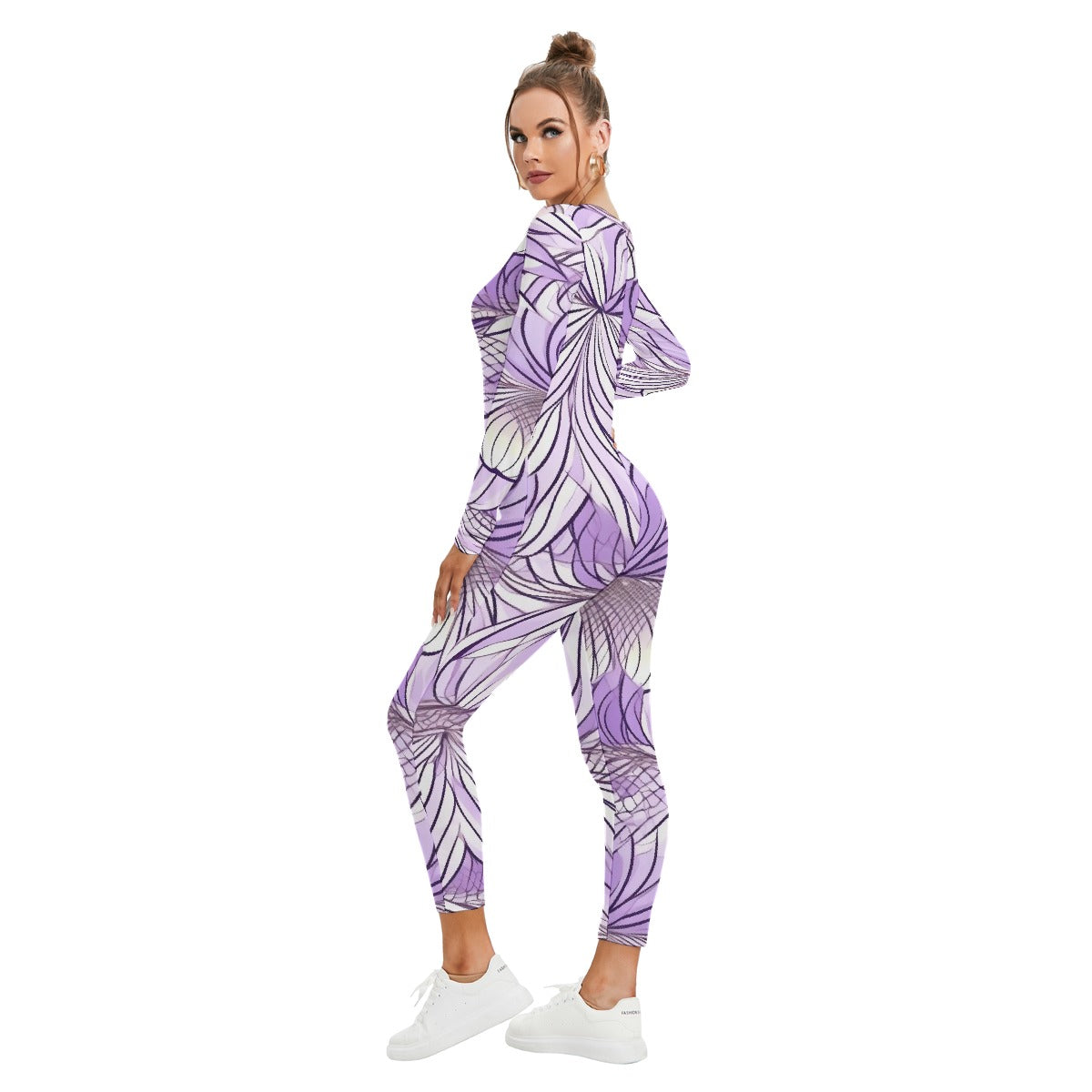 All-Over Print Women's Plunging Neck Jumpsuit