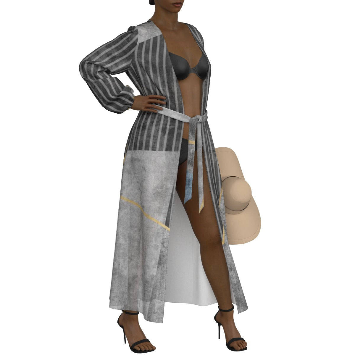 All-Over Print Women's Lace-up Chiffon Robe