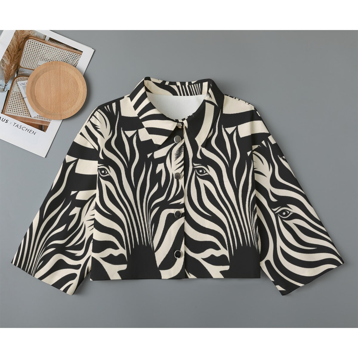 All-Over Print Women's Cropped Jacket | 245GSM Cotton