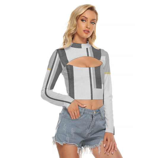 All-Over Print Women's Hollow Chest Keyhole Tight Crop Top