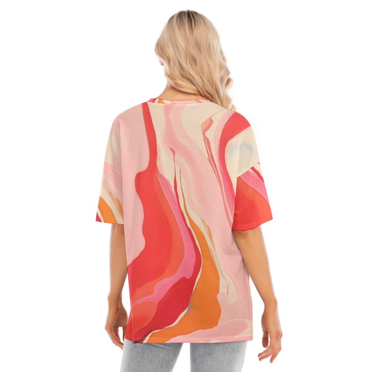 All-Over Print Women's Short Sleeves T-shirt With Hem Split