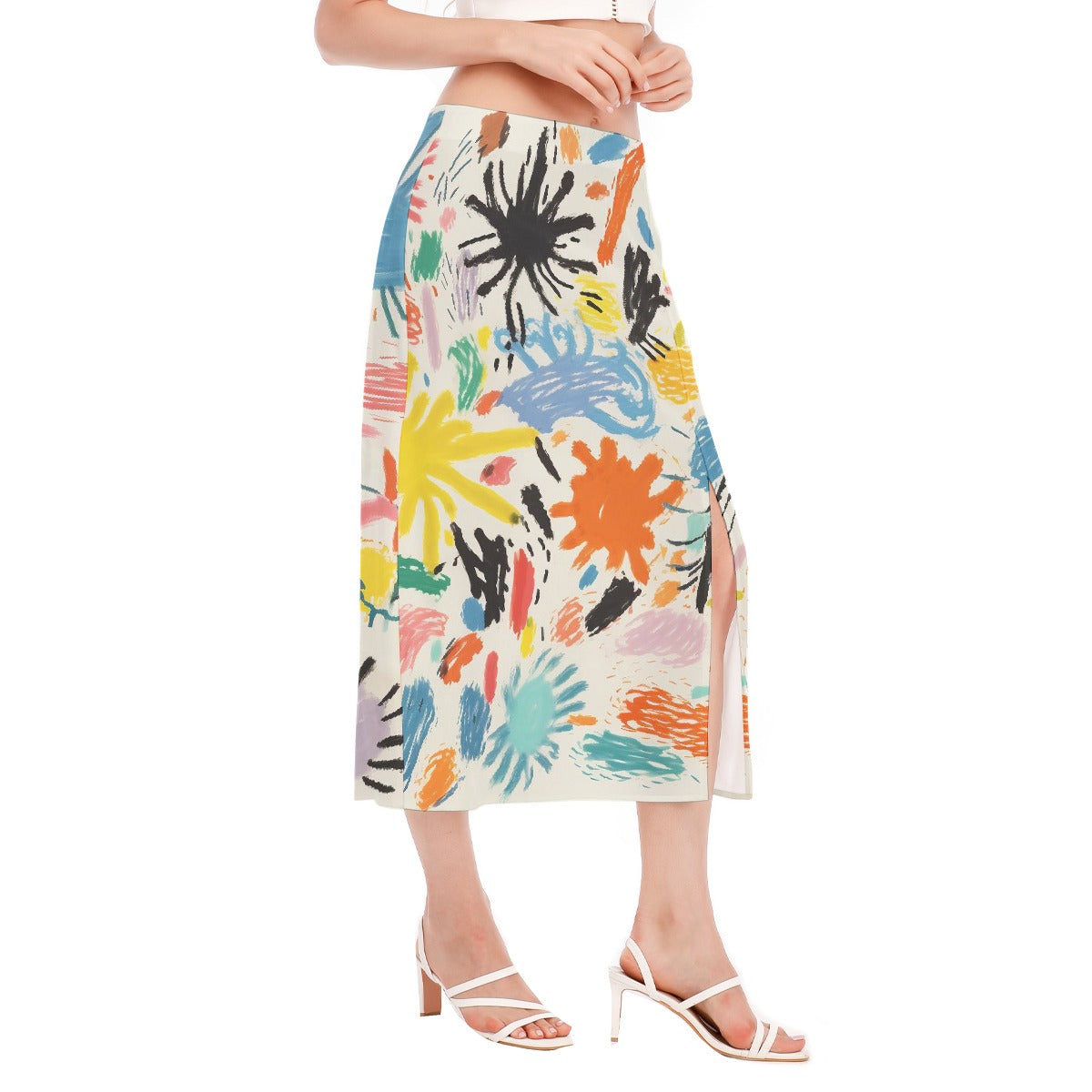 All-Over Print Women's High Slit Long Skirt