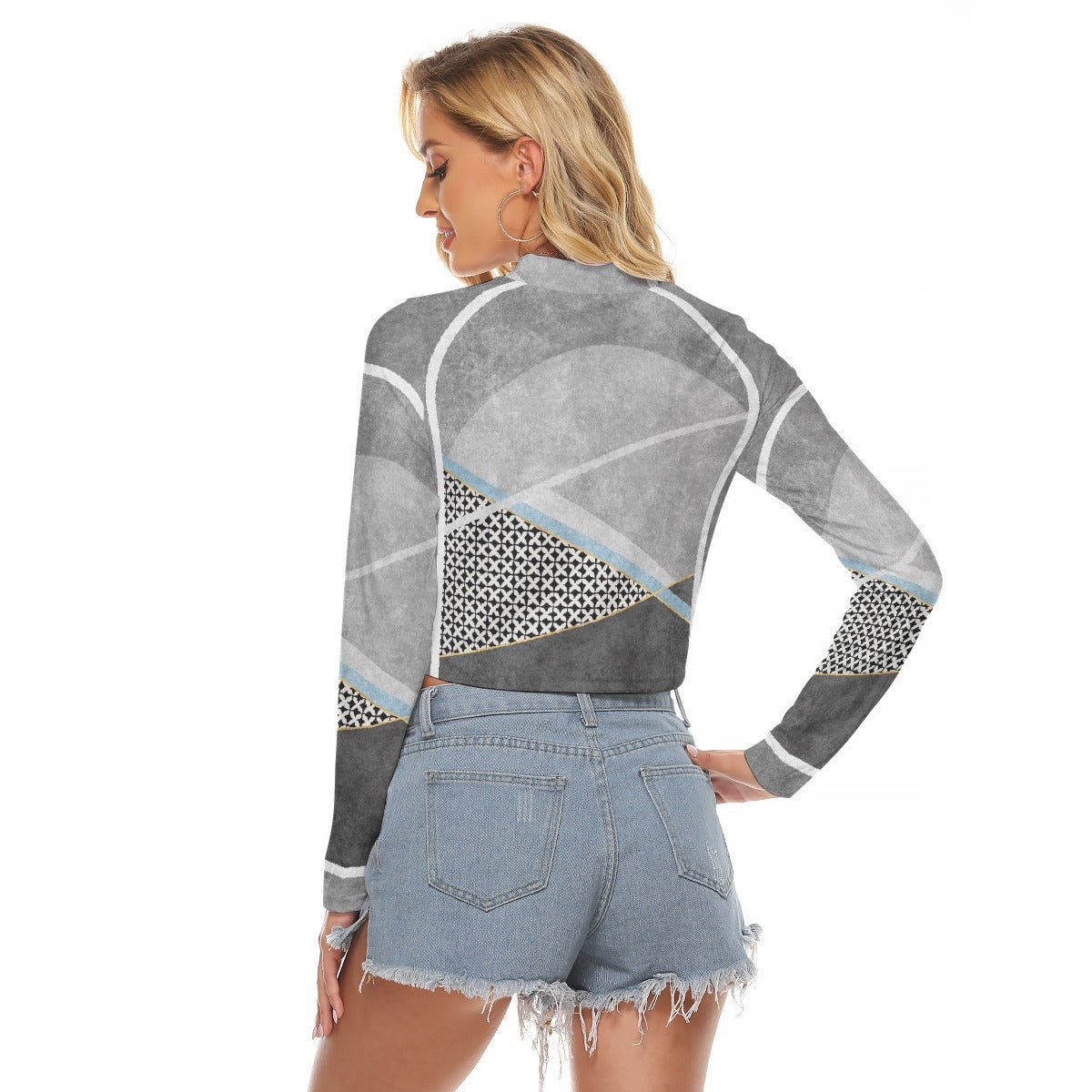 All-Over Print Women's Hollow Chest Keyhole Tight Crop Top