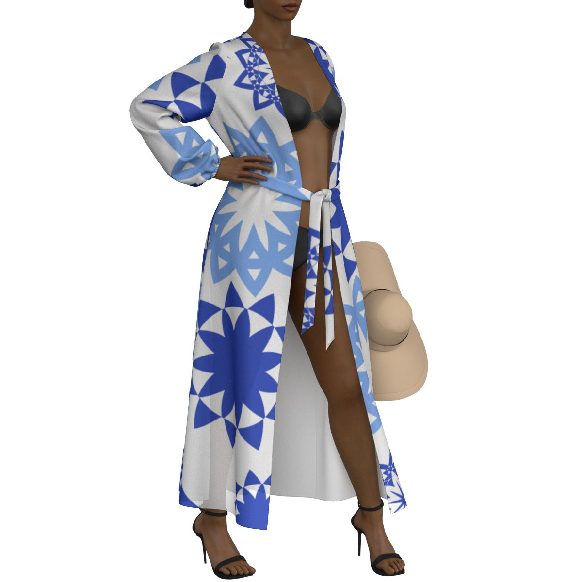 All-Over Print Women's Lace-up Chiffon Robe