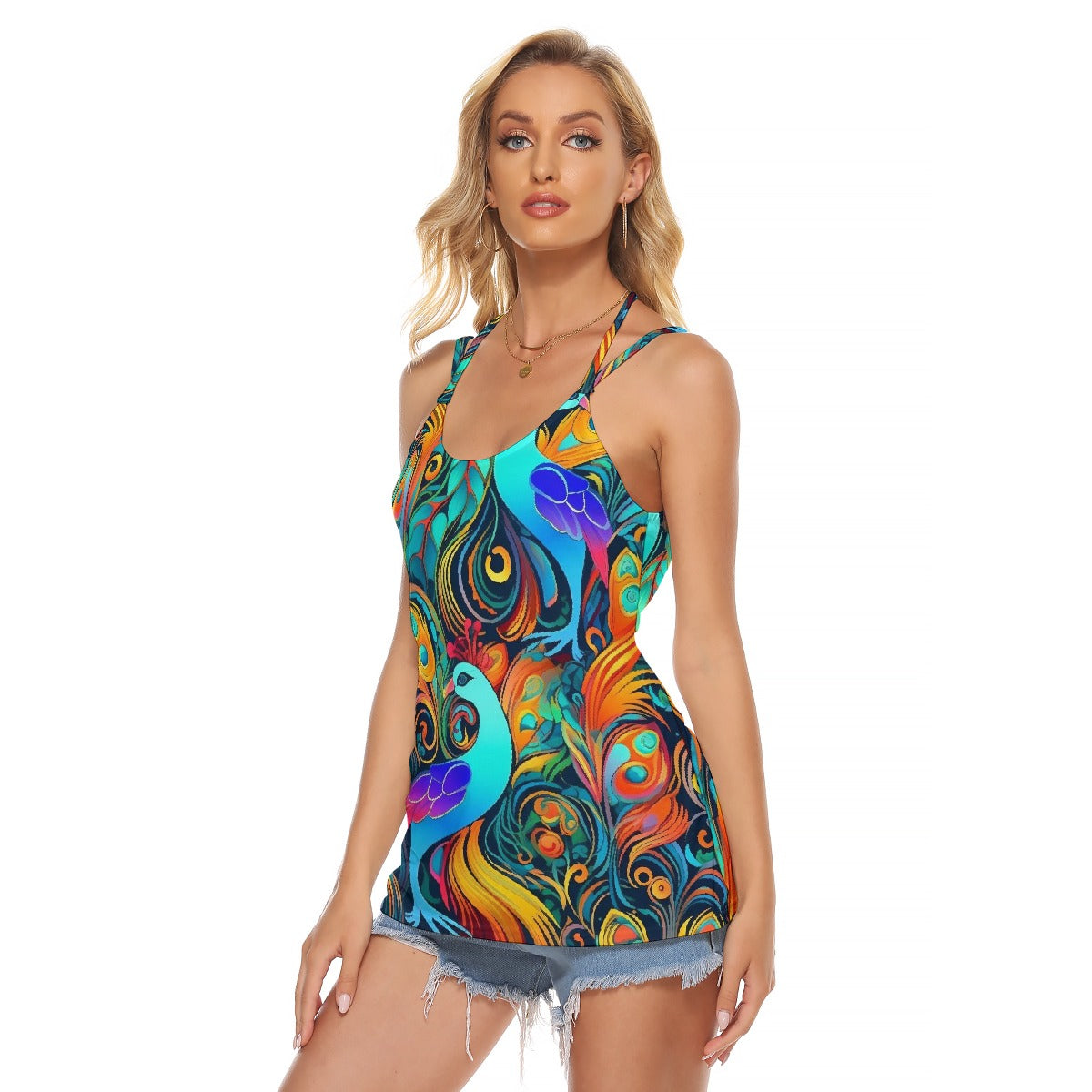 All-Over Print Women's Halter Top With Backless