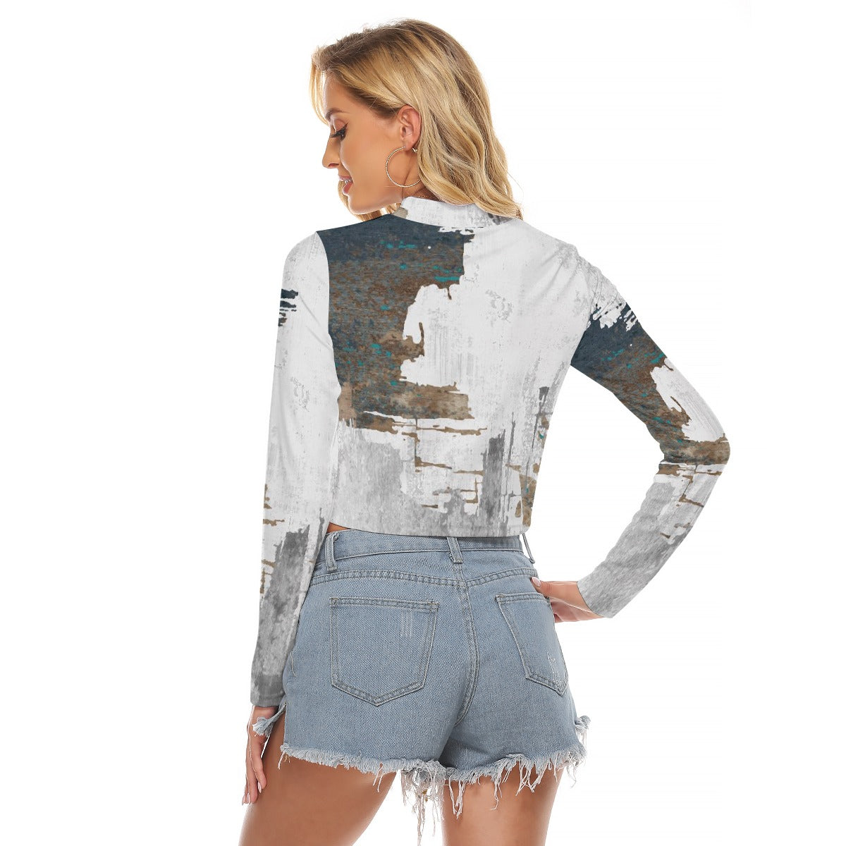 All-Over Print Women's Hollow Chest Keyhole Tight Crop Top