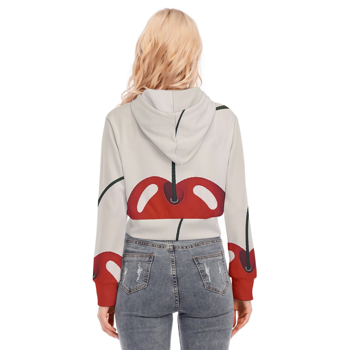 All-Over Print Women's Crop Top Hoodie With Zipper Closure