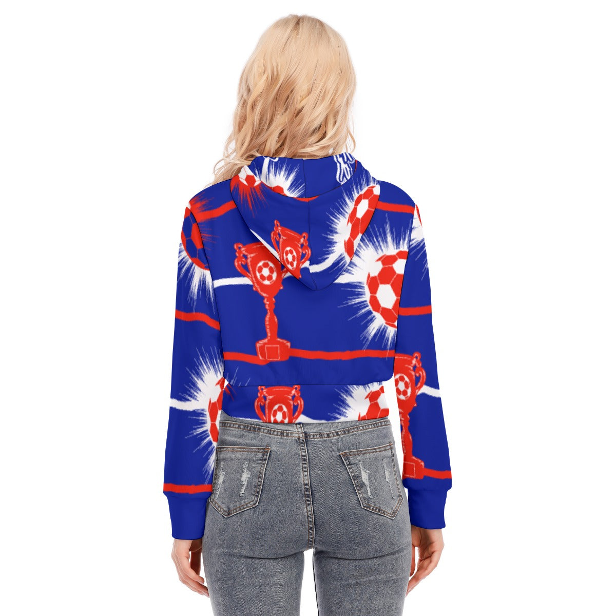 All-Over Print Women's Crop Top Hoodie With Zipper Closure