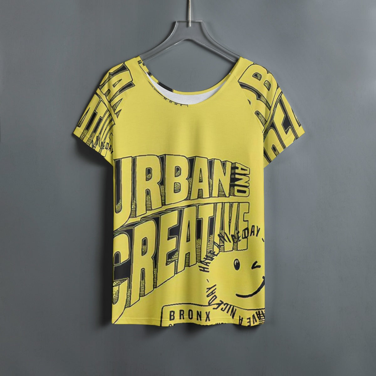 All-Over Print Women's Round Neck T-shirt With Raglan Sleeve