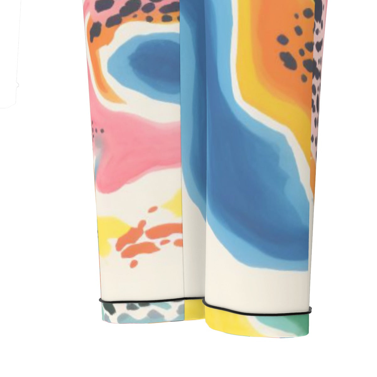 All-Over Print Women's Long Sleeve Pajama Set With Black Contrast Piping