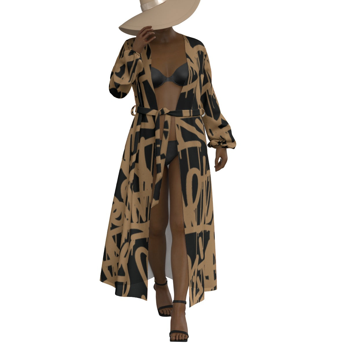 All-Over Print Women's Lace-up Chiffon Robe