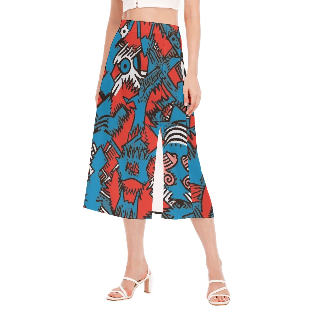 All-Over Print Women's High Slit Long Skirt