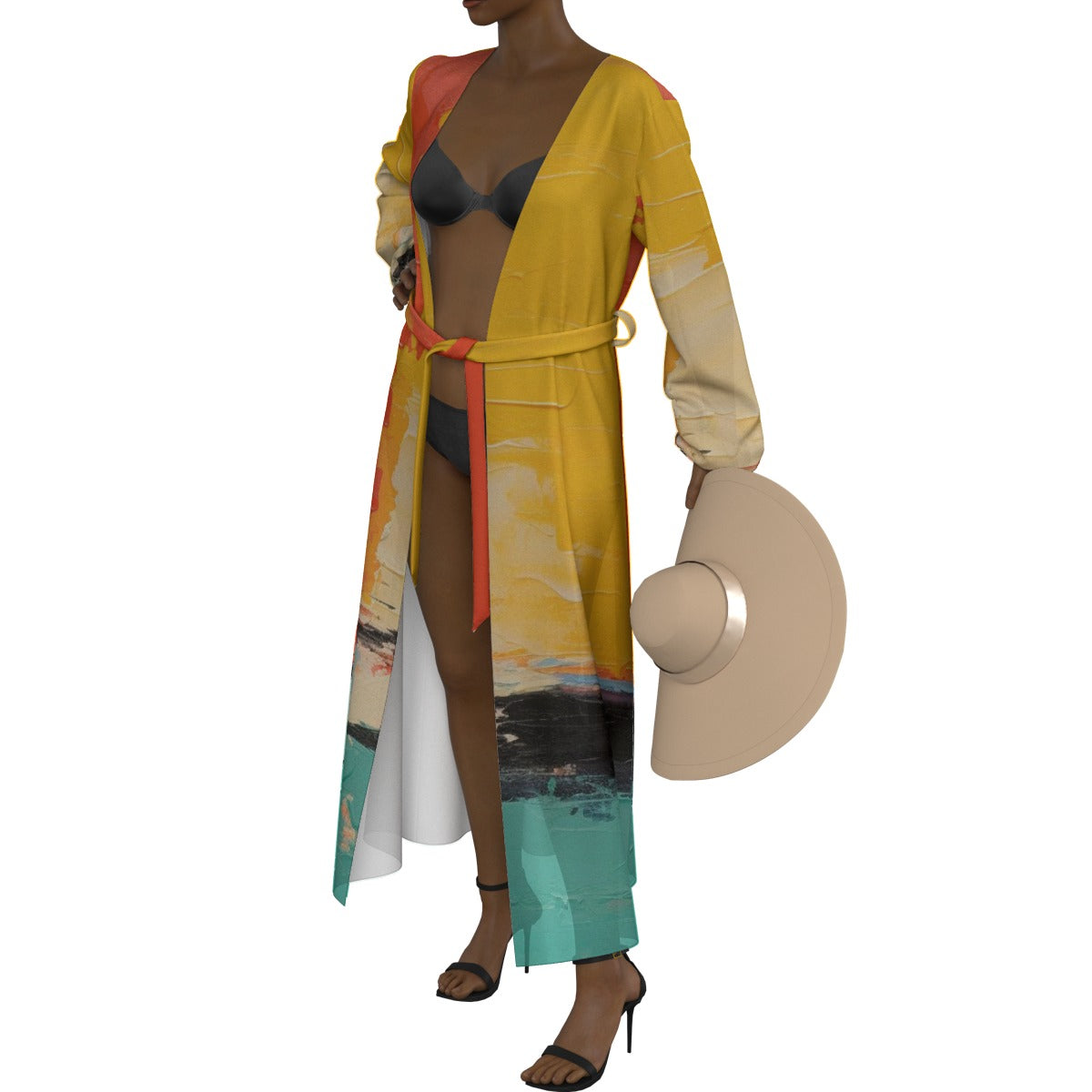 All-Over Print Women's Lace-up Chiffon Robe