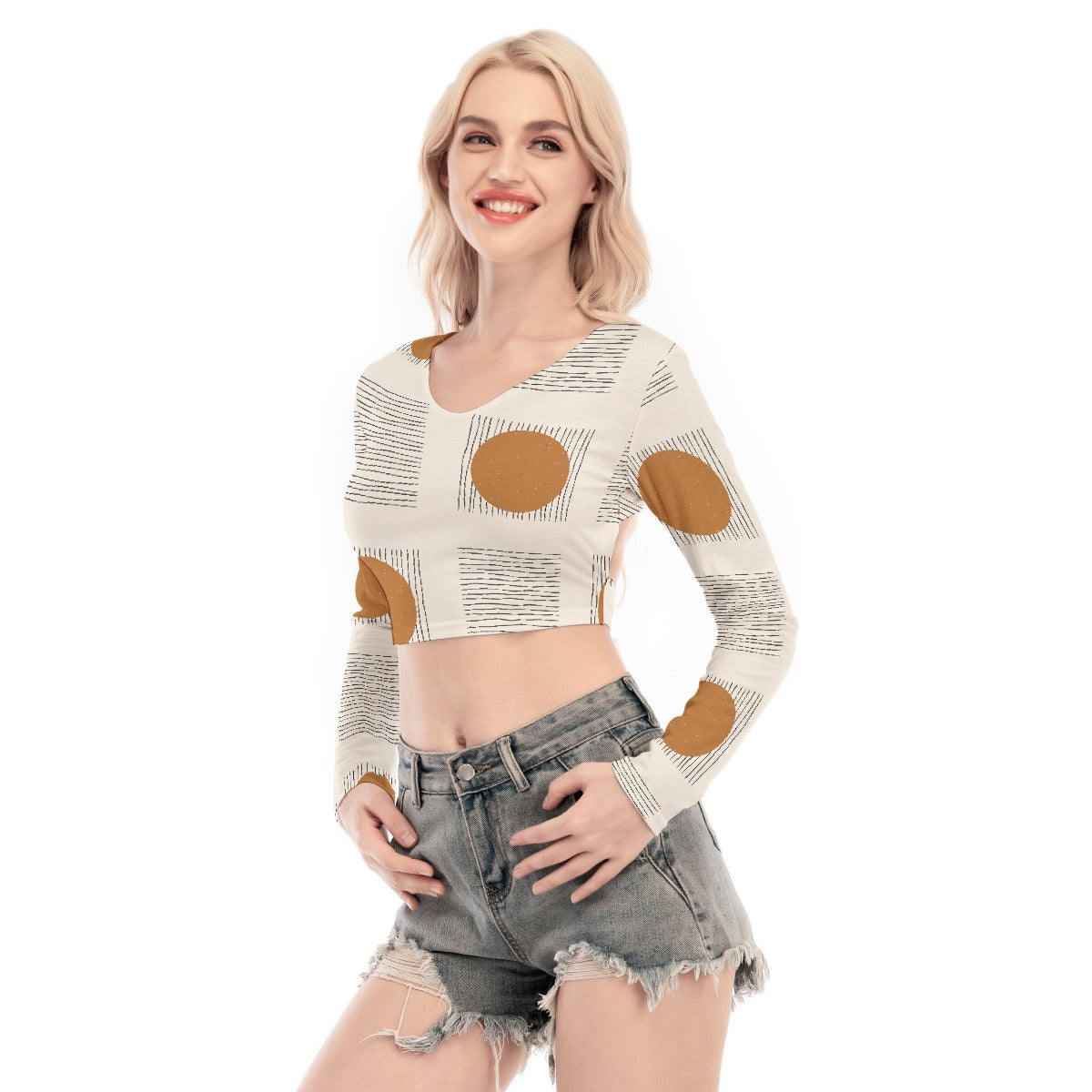 All-Over Print Women's Back Hollow T-shirt With Strap