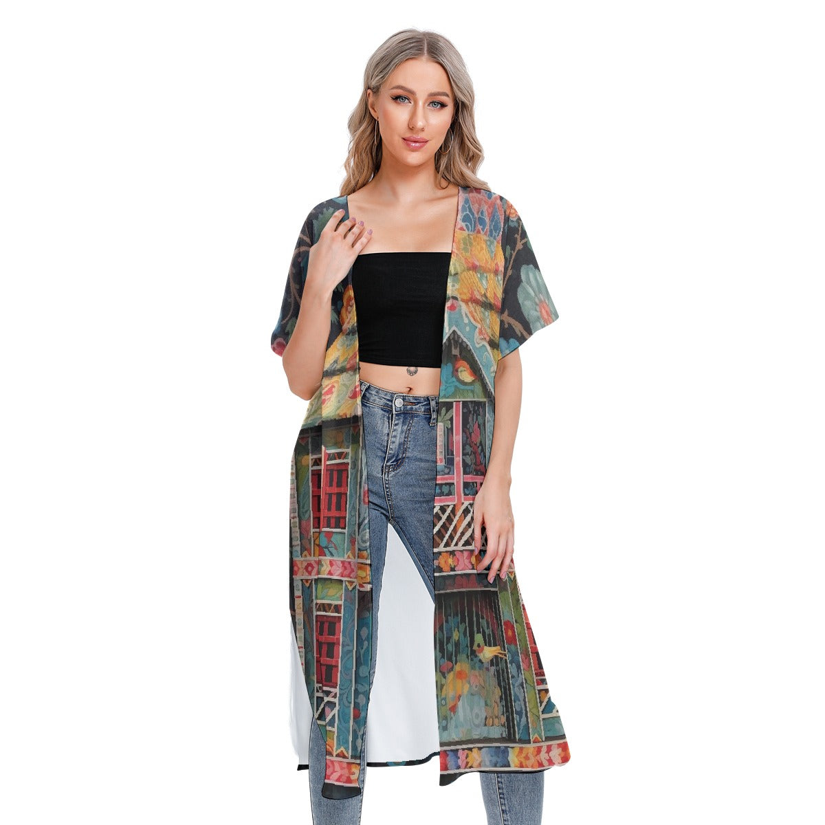 All-Over Print Women's Short Sleeve Cardigan