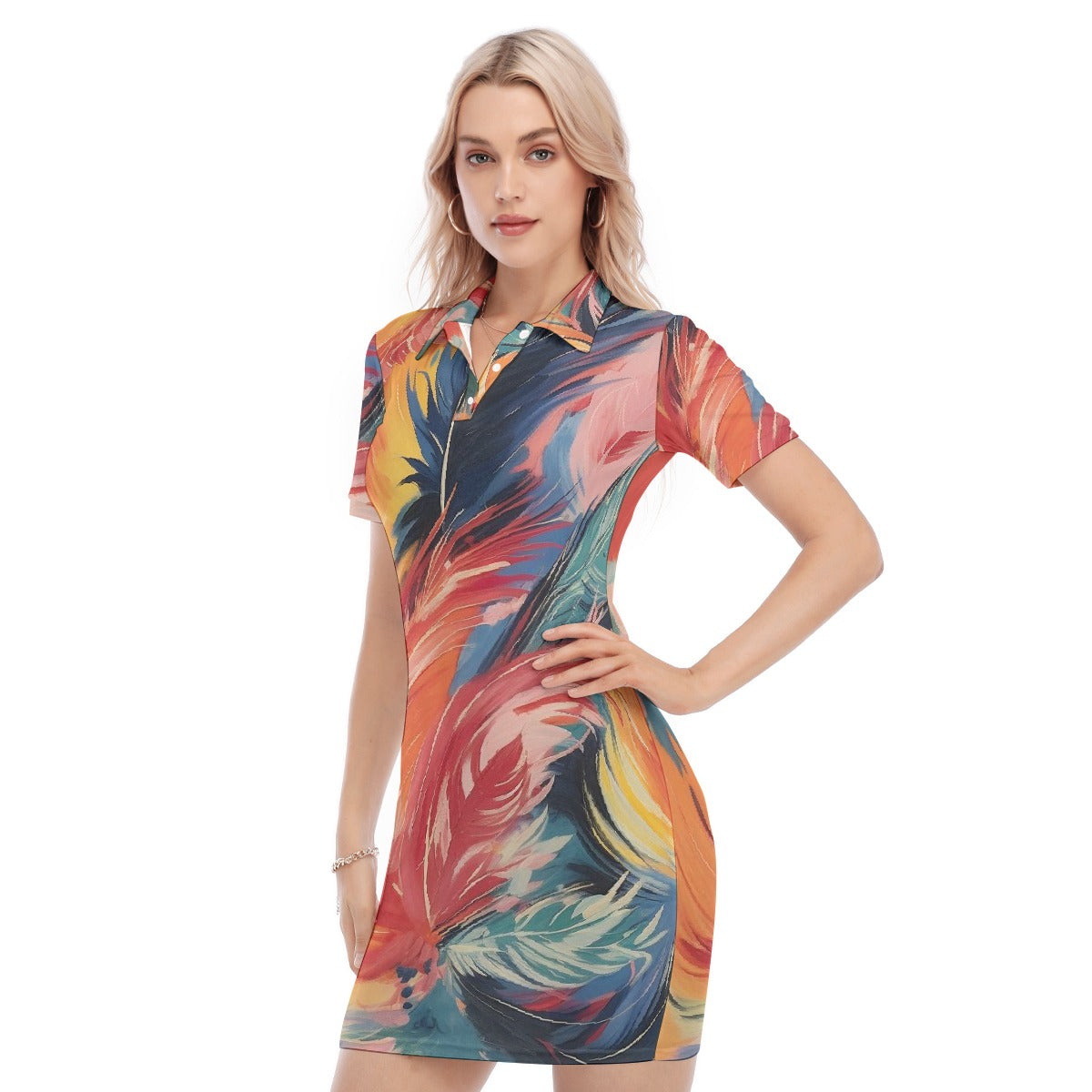 All-Over Print Women's Polo Collar Dress