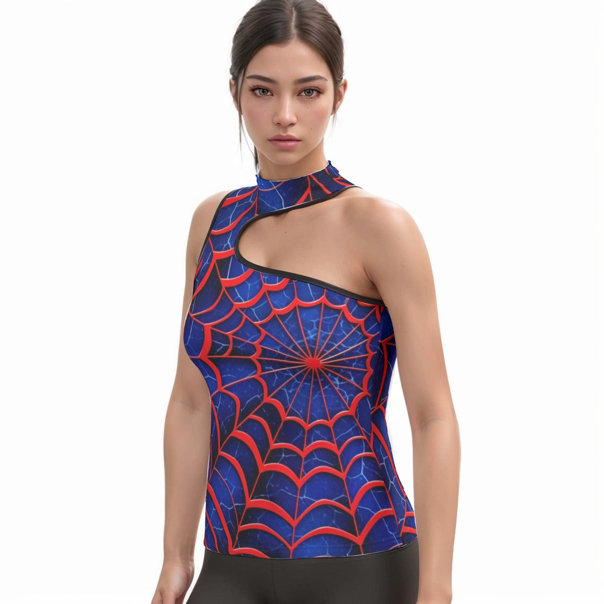 All-Over Print Women's Halter Sleeveless Asymmetrical Tank Top