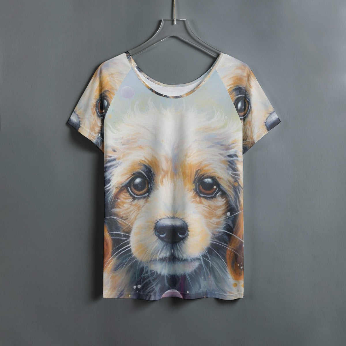 All-Over Print Women's Round Neck T-shirt With Raglan Sleeve