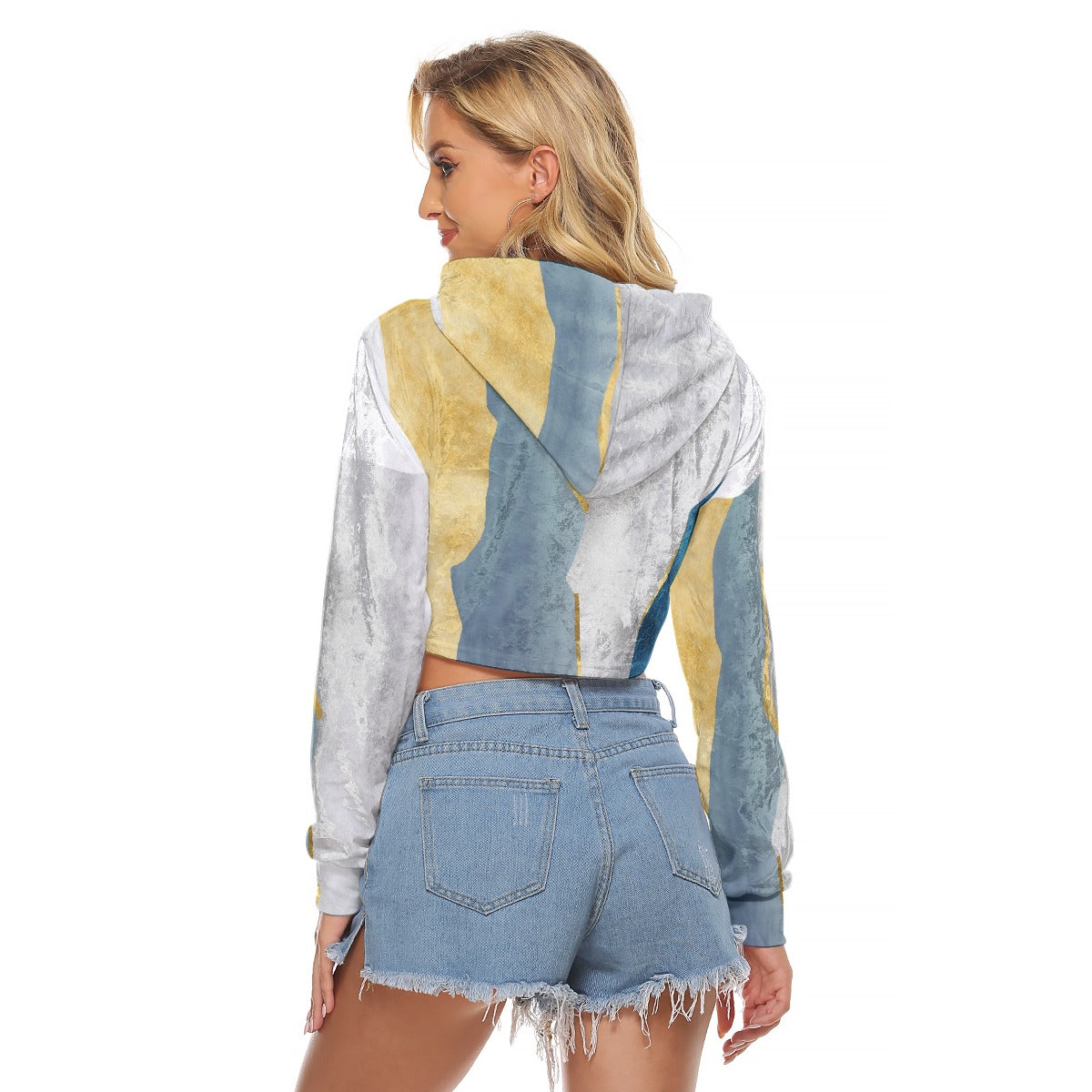All-Over Print Women's Crop Top Hoodie|Velvet