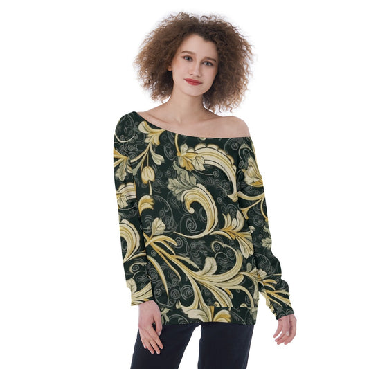 All-Over Print Oversized Women's Off-Shoulder Sweatshirt