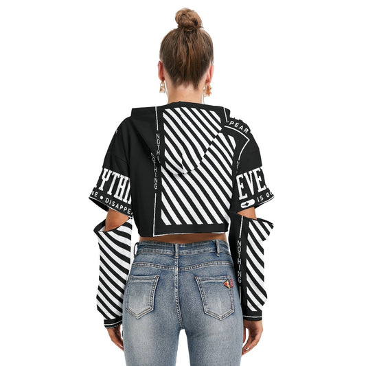All-Over Print Women's Heavy Fleece Hoodie With Hollow Out Sleeve