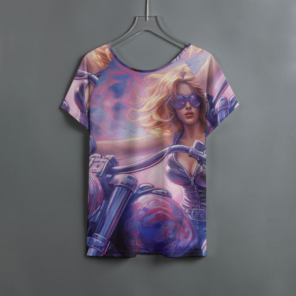 All-Over Print Women's Round Neck T-shirt With Raglan Sleeve