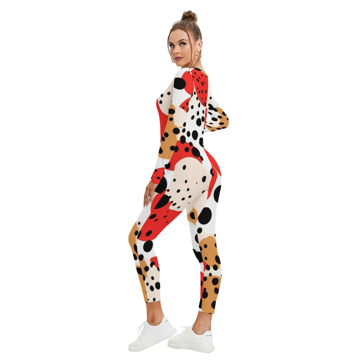 All-Over Print Women's Plunging Neck Jumpsuit