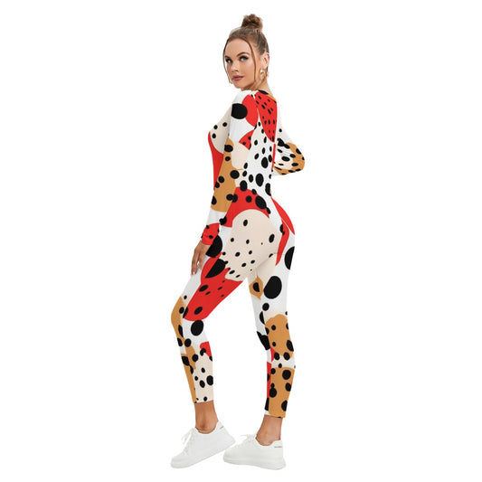 All-Over Print Women's Plunging Neck Jumpsuit