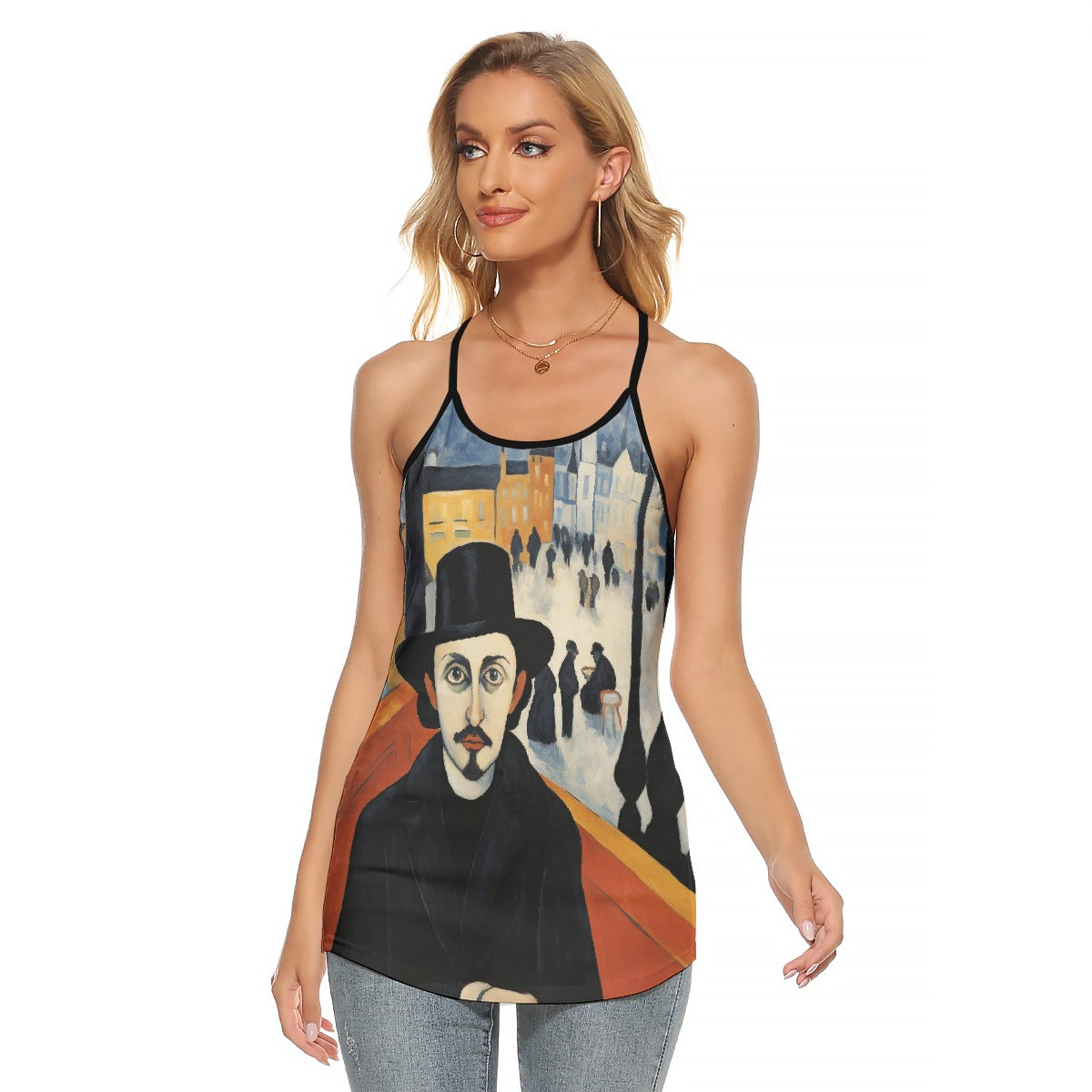 All-Over Print Women's Criss-Cross Open Back Tank Top