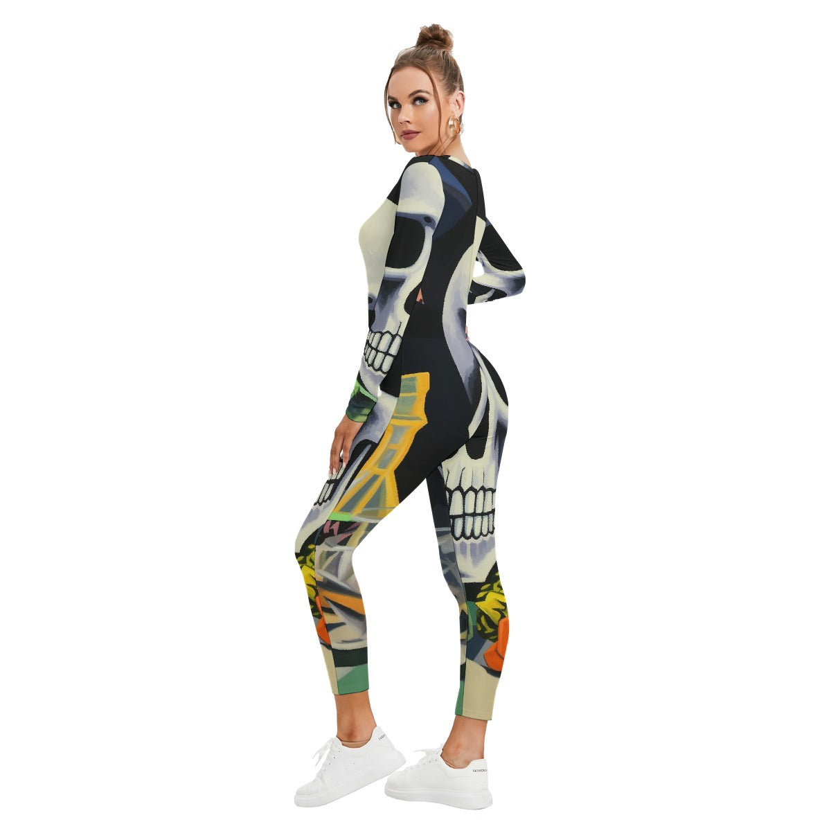 All-Over Print Women's Plunging Neck Jumpsuit